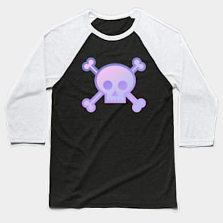 Skull and Crossbones Pirate Flag Pink Purple Gradient Baseball T-Shirt